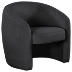 Meridian Furniture - Acadia Boucle Fabric Upholstered Accent Chair, Black - Bring a comfy yet unexpected element to your room with this Acadia boucle fabric accent chair. This handsome accent chair offers plush seating to pamper you in lavish comfort while you relax and unwind. The rich black boucle fabric is soft to the touch, giving the chair an inviting feel. A rounded back and minimalist design components make this chair a must-own piece for a contemporary space.