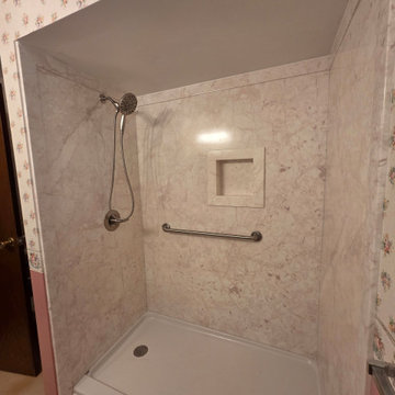 Flexstone shower and new vanity update