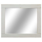 Renewed Decor - Ivory White Natural Rustic Style Vanity Mirror , 36"x30", Non-Distressed - This attractive Natural Rustic Wood Framed Mirror is the perfect addition to any powder room, entry hall, office or just about any room needing some light and rustic charm. Our frame starts from the highest quality premium Kiln-Dried Square Edge Whitewood that meets the highest quality grading standards for strength and appearance. We hand bevel each edge, distress each surface and hand wipe stain to create that perfect rustic finish. We assemble these frames with a focus on exceptional build quality, we use high strength cabinet grade fasteners to assemble each joint and use only USA sourced 1/4 hand cut clear mirrored glass. Each frame will showcase its own unique grain patterns and knots making each and every frame unique. This Rectangular Design can be hung vertically or horizontally.