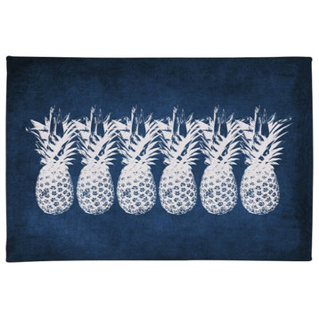 Indigo Pineapples 4'x6' Chenille Rug