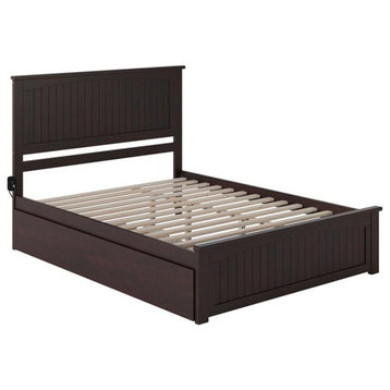 AFI Nantucket Solid Wood Queen Platform Bed with Twin XL Trundle in Espresso