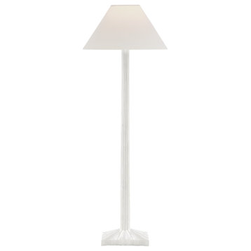 Strie Buffet Lamp in Plaster White with Linen Shade