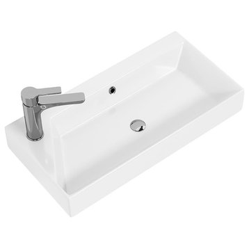 Energy 65 Bathroom Sink in Glossy White with Single Faucet Hole