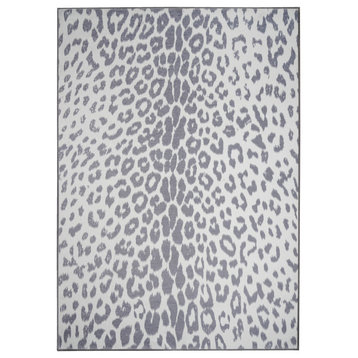 My Magic Carpet Washable Rug Miya Leopard Grey, 5' X 7'