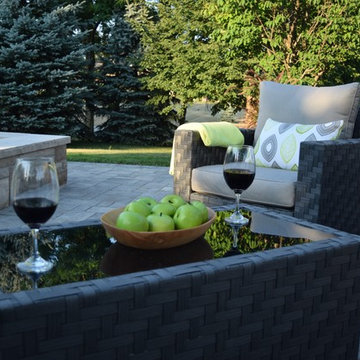 This custom Hickory Dickory Decks shows curves are in with low maintenance Veka.