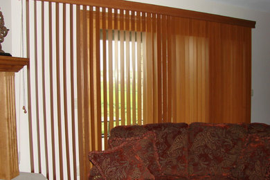 wood verticals in family room