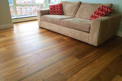 Example of a mid-sized light wood floor living room design in Vancouver