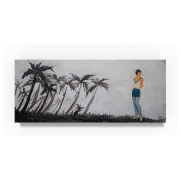 "Palm Trees And Model" by Zwart, Canvas Art