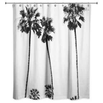 Black and White Palm Trees Shower Curtain