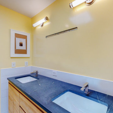 Yellow Full Bathroom Remodel : Neo-Angle Shower