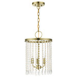 Livex Lighting - Antique Brass Transitional, Dazzling, Modern Classic, Pendant Chandelier - Decorative finishes complete the beautiful Elizabeth series with a refined quality. Clear crystal frills offer detailed elegance to the design of this three-light antique brass pendant chandelier. Attract attention with the bold personality provided by this lovely fixture which is perfect for your living room, dining room, kitchen, small foyer, bathroom or bedroom.