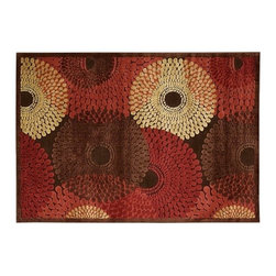 Graphic Illusions Red Sunburst Area Rug, 5'3" x 7'5" - Area Rugs