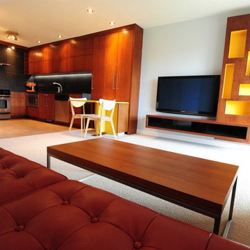Condo Entertainment Unit and Kitchen