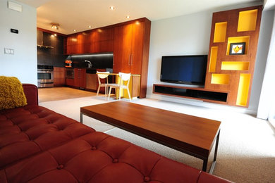 Example of a minimalist living room design in Calgary