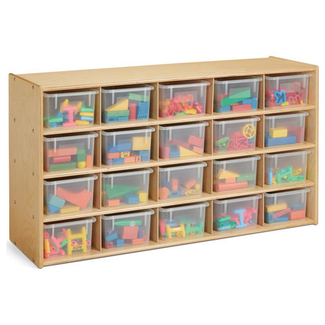 Young Time 20 Cubbie-Tray Storage - with Clear Bins