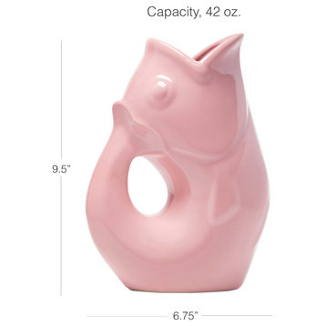 Gurgle Pot Pitcher, 42oz Capacity, 9.5" x 6.75", Pink