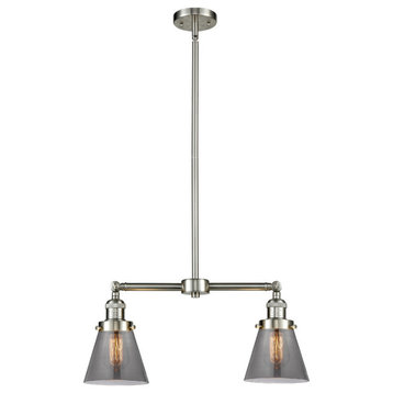 Innovations 2-LT LED Small Cone 22" Chandelier - Brushed Satin Nickel