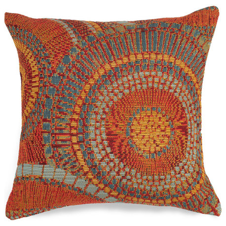 Marina Circles Indoor/Outdoor Pillow, Saffron, 18" X 18"
