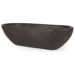 Mercana - Athena Extra Large Oblong Black-Brown Reclaimed Wood Bowl - An extra large textured oval bowl hand-carved and made of reclaimed wood and finished in a deep, dark brown.