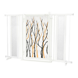 Fusion Gates - Fusion Gate with Willow Branch Design, White Pearl, 52"-60" - Dog Gates