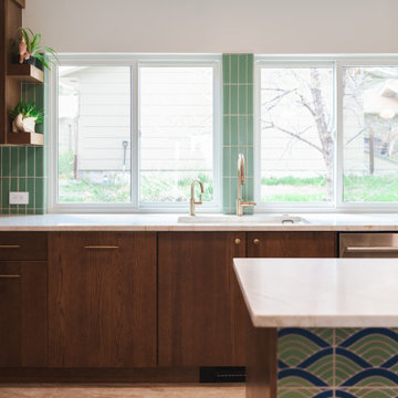 Kitchen Sink and Window Wall with White Oak Cabinets in Golden, Colorado