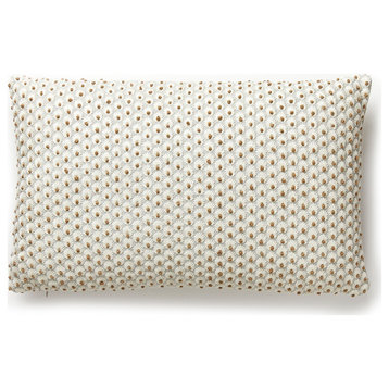 Fleur Embroidery Lumbar Pillow, Mineral, 22" X 14"