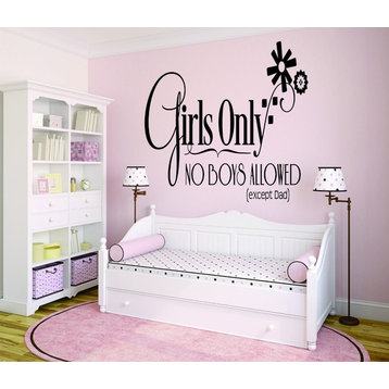 Decal, Girls Only No Boys Allowed (Except Dad) Bedroom, 20x30"