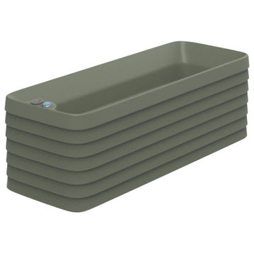 TruDrop Slat Self Watering Windowbox, Olive, Medium 35"x13"x12"h