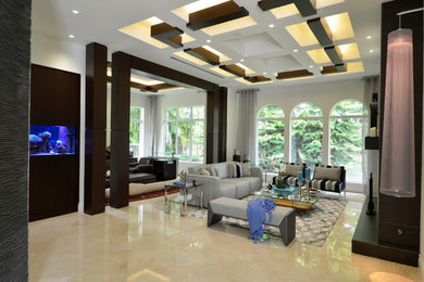 Trendy living room photo in Miami