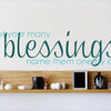 Decal Wall Sticker Count Your Many Blessings Quote, Baby Blue/Teal