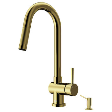 VIGO Gramercy Pull Down Kitchen Faucet, Matte Brushed Gold
