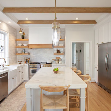 Transitional Kitchen Featuring Rift Cut Oak Accents