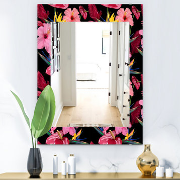 Designart Obsidian Bloom 8 Bohemian And Eclectic Frameless Vanity Mirror, 24x32