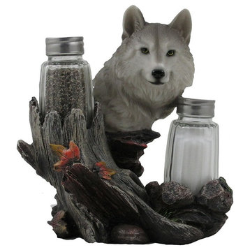 Gray Wolf Decorative Salt and Pepper Shaker Set, 3-Piece Set