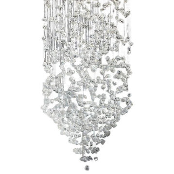 Le Port | Floating Luxury Crystal Chandelier With Decorative Stones, Clear, Dia31.4xh98.4", Warm Light