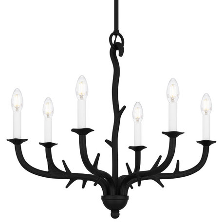 Quoizel OAK5025 Oakley 6 Light 25"W Antler Candle Style - Earth Black