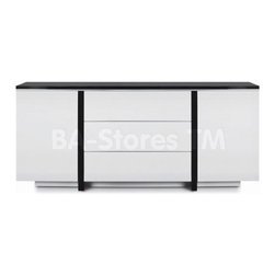 New Spec Modern Cabinet in Black and White Glossy Finish - Buffets And Sideboards