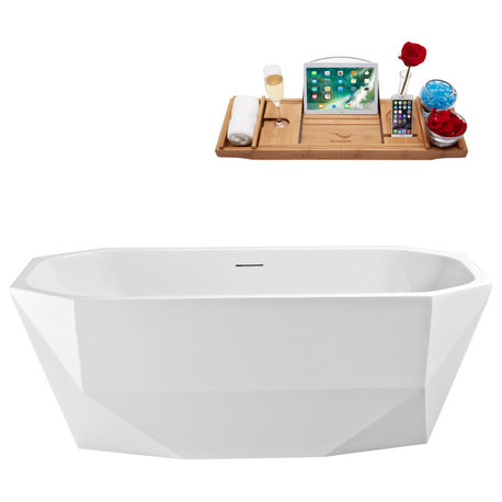 63'' Streamline N630ORB Freestanding Tub, Tray, Internal Drain, Pop-Up: Black