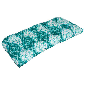 42"X19" U-Shaped Patterned Polyester Tufted Settee/Bench Cushion, Lakat Peacock