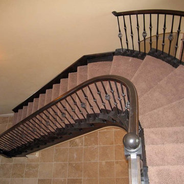 Wood Railing with Wrought Iron Balusters