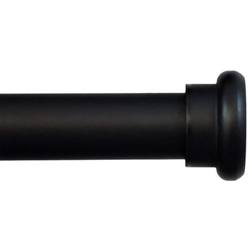 Classic Forged Iron Button Curtain Rod, Black, 84"-120
