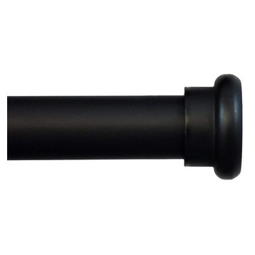 Classic Forged Iron Button Curtain Rod, Black, 84"-120