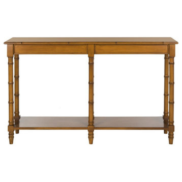 Lysie Coastal Bamboo Console Table, Brown