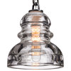 Menlo Park, 5 Light Chandelier, Old Silver Finish, Historic Pressed Clear Glass