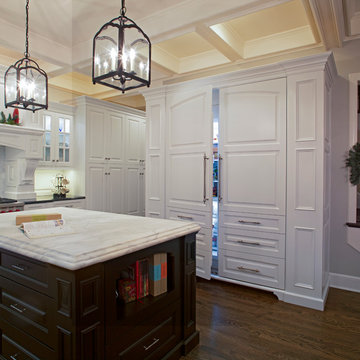 White perimeter with black island Halbrook kitchen remodel