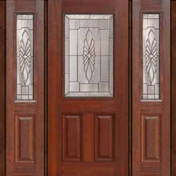 Prehung Sidelites Door 80 Fiberglass Versailles 1/2 Lite Glass - Front Doors