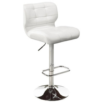 Uptown Club Fanta Faux Leather Adjustable Bar Stool in White (Set of 2)