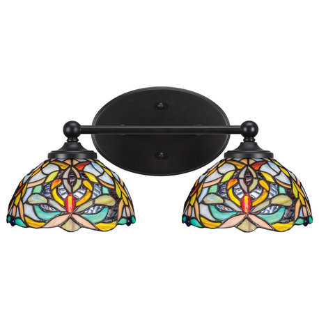Capri 2-Light Bath Bar, Matte Black/Kaleidoscope Art