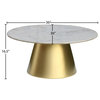 Sorrento Coffee Table, Marble Top, Brushed Gold Metal Base
