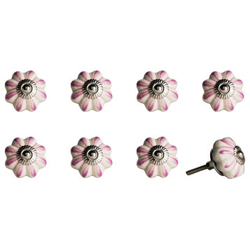 1.5" X 1.5" X 1.5" Hues Of Cream Pink And Silver  Knobs 8 Pack